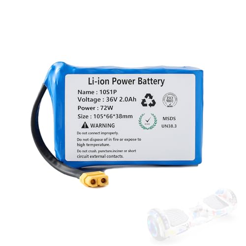 LopLox 36V 2000mAh Hoverboard Replacement Battery with XT60 Plug, Replacement for General Purpose Rechargeable Battery (Fits 36V Hoverboard Models)
