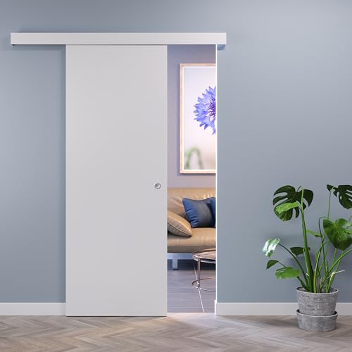 Porte Italiane, Puerta corredera exterior pared con dosel, sentido de apertura reversible, lista para instalar, 60 x 210 cm, blanco