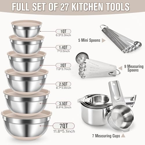 Set 30 piezas Bowls y utensilios cocina acero inox miniatura 2