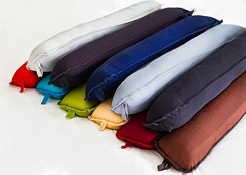 Plain Dyed Fabric Hollowfibre Filled Draught Excluder Stopper Cushion - Heavy Door Draught Stopper for Bottom of Door/Window - Draft Insulator - 90x18cm (Beige)