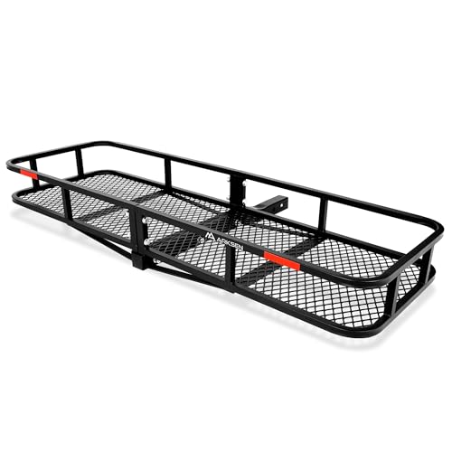 ARKSEN 60 x 20 x 6 Inch Angled Cargo Rack Carrier 500 Lbs Heavy Duty Capacity Tow Hitch, Luggage Storage Basket for Camping or Traveling, SUV, Pickup