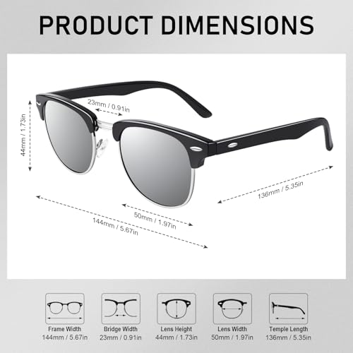 Image of GQUEEN Classic Horn Rimmed Semi Rimless Polarized Sunglasses for Men Women GQO6
