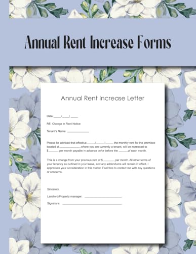 Annual Rental Increase Forms: Rent Increase Notice Forms Book. Up to 60 Forms. (8.5'' x 11'')