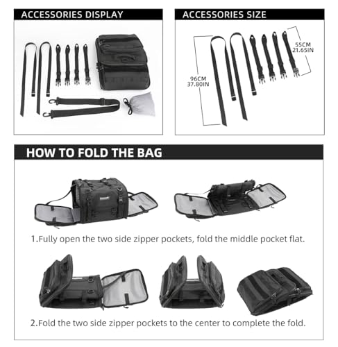Image of Rhinowalk Motorcycle Tail Bag 60-80L Motorcycle Rear Seat Bag Expandable Motorbike Helmet Bag with Waterproof Rain Cover Travel Luggage Bag Storage Bag