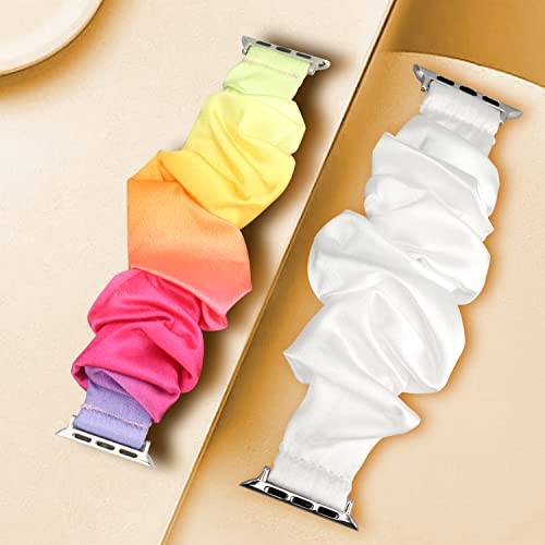 Meideli 2 Pack Pattern Printed Fabric Wristband Compatible with Apple Watch Scrunchie Strap - Image 4