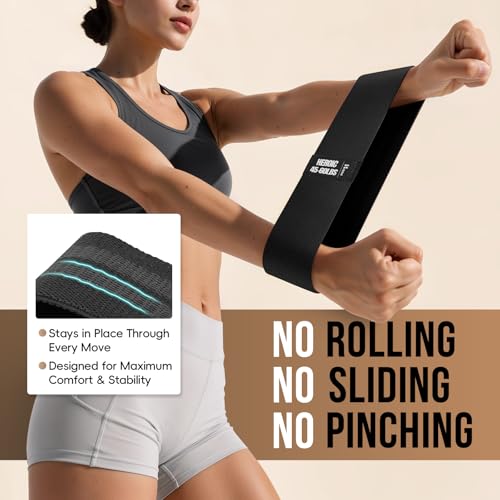 Image of Fabric Resistance Band Set with Exercise Guide, 3 Levels for Hip and Glute | For women and men; 3 resistance levels with an exercise guide for legs, squats, yoga, fitness, and physical therapy