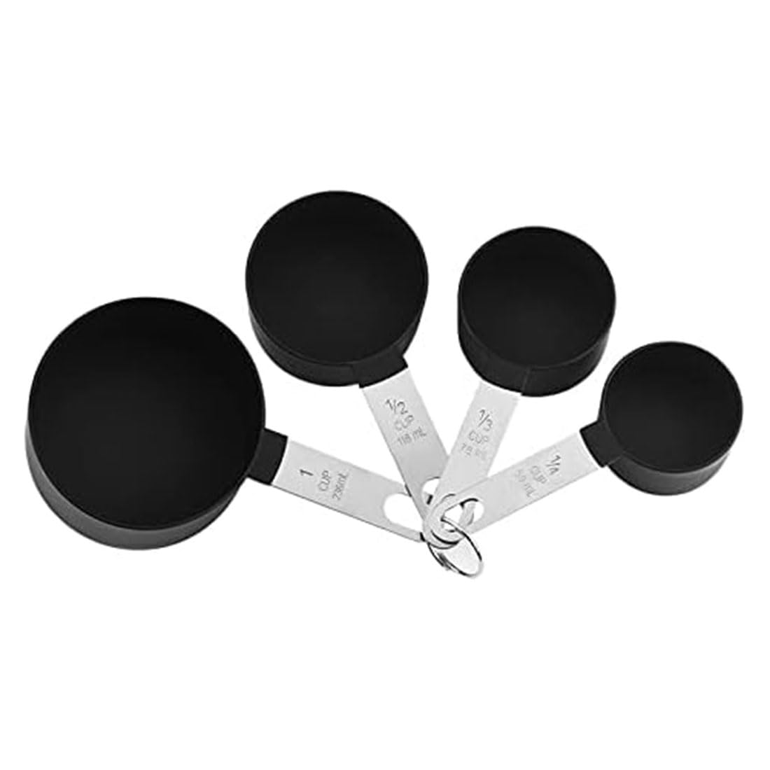 LIDOUK Measuring Cups and Spoons Set, for Measuring Dry and Liquid Ingredients Small Teaspoon with Plastic Head 8 Pcs(Black - Image 2