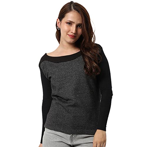 Image of PINACOLADA Women's Double Striped Hoodie with Ribbed Hem for Casual Wear | Hooded Neck | Long Sleeve | Pull On Closure | Cotton Sweatshirt Crafted with Comfort Fit for Everyday Wear