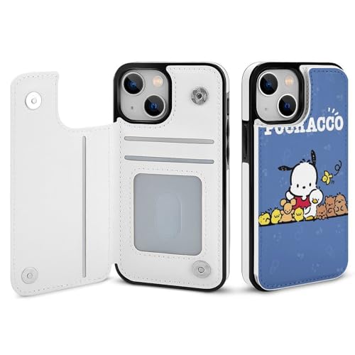 iPhone15 Plus用ケース 手帳型 ポチャッコ 【全機種対応】 アイフォン15 Plus用ケース スマホケース 財布型 PUレザー おしゃれ 背面カード収納 スタンド機能 携帯カバー 耐衝撃