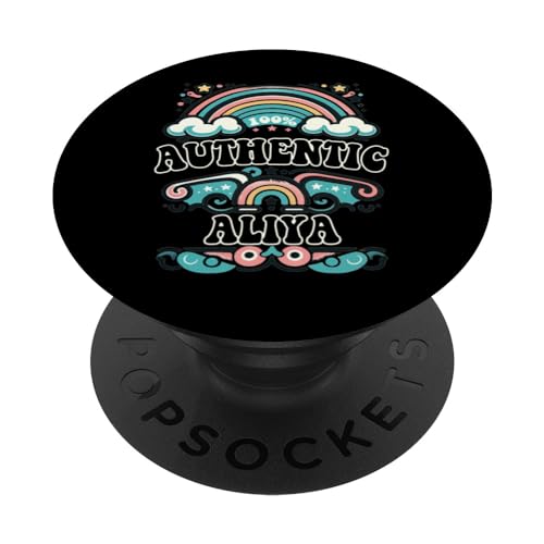 ALIYA 100% Authentic Cute Retro Girls ALIYA Name PopSockets Swappable PopGrip, Black