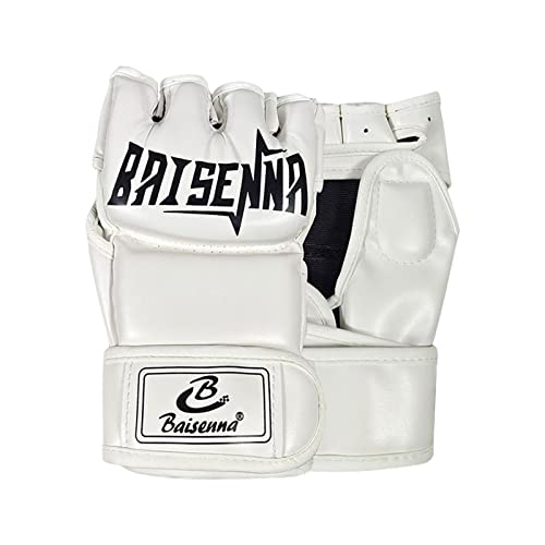 Guantes de boxeo de medio dedo para entrenamiento de MMA, guantes de boxeo blancos, 24 x 13 x 5 cm