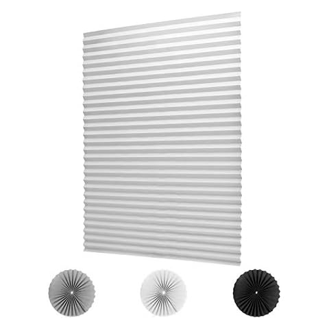 LUCKUP 3 Pack Cordless Light Filtering Pleated Fabric Shade,Easy to Cut and Install, with 6 Clips (36"x72" - 3 Pack, White) … Cover