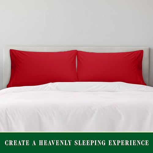 Image of Elegant Comfort Luxury Ultra-Soft 2-Piece Pillowcase Set 1500 Thread Count Egyptian Quality Microfiber Double Brushed-100% Hypoallergenic-Wrinkle Resistant, California King, Red