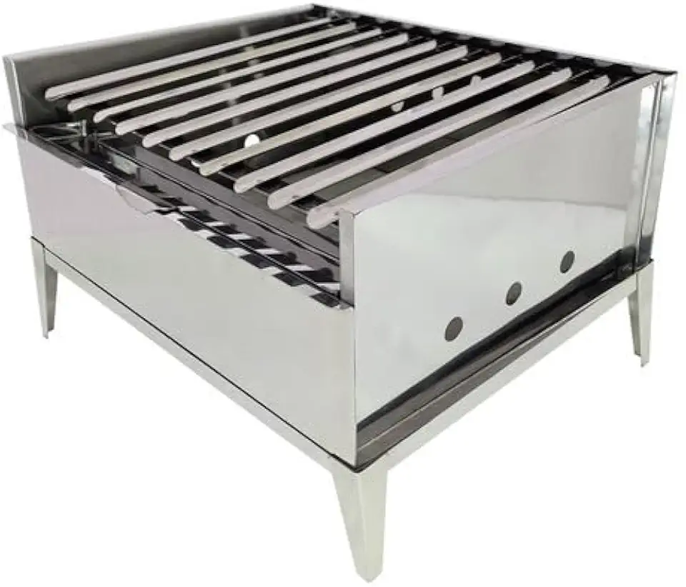 Churrasqueira Portatil Parrilla Em Inox Refratária E Coletor