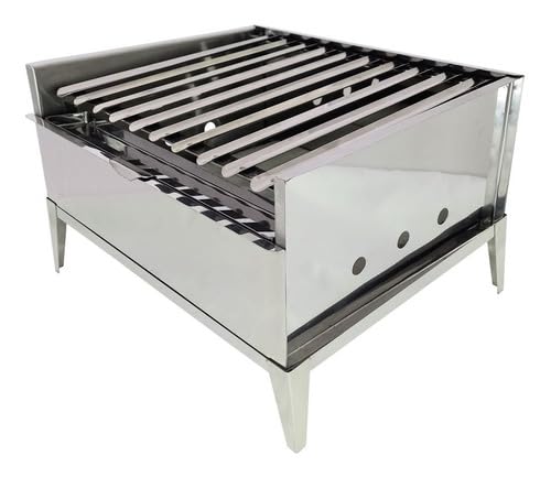 Churrasqueira Portatil Parrilla Em Inox Refratária E Coletor