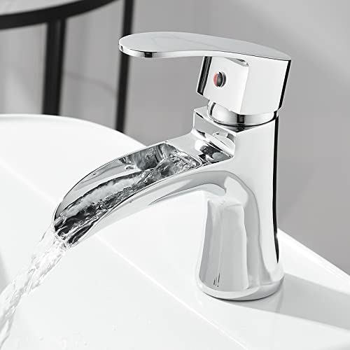 Robinet de salle de bain cascade laiton mitigeur eau chaude froide court noir