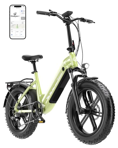 Bodywel F20Pro Bicicleta Eléctrica Plegable Adultos 20x4 Todo Terreno, Motor 250W Batería 48V 15Ah, 7 Velocidades, Horquilla Suspensión y Frenos de Disco Doble (verdor 20ah Actualizar el Modelo)
