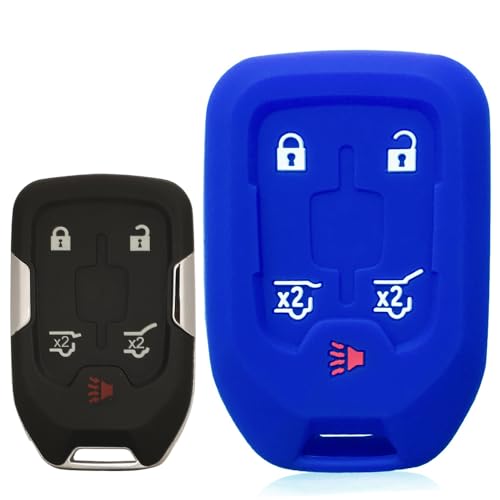 ECOiNVA for GMC SAVANA ENVOY Denali XT Waterproof Silicone Key Case Car Key Fob Cover (Blue)