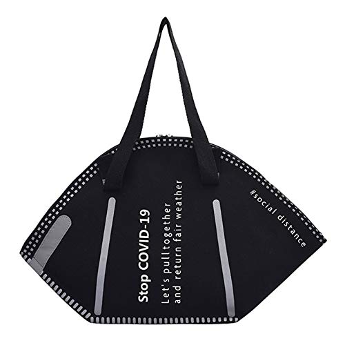 Mask Style Handtasche - Large Capacity Handtaschen Casual Women Canvas Einkaufstaschen Creative Mask Bag (Schwarz) Cover
