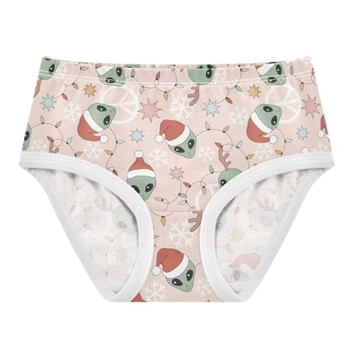 Little Girls' Soft Cotton Underwear Kids Breathable Comfort Christmas Alien Panties Briefs Toddler