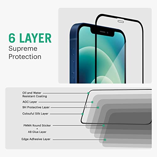 Image of DailyObjects 9D Tempered Screen Protector for iPhone 13 | Edge to Edge Tempered Glass Screen Protector | 9H Toughened Glass Screen Guard with Applicator