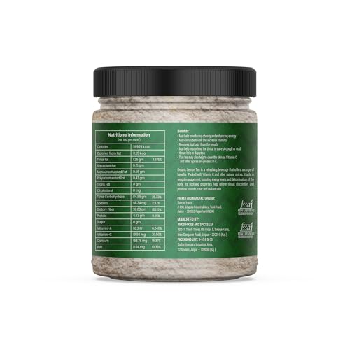 Image of AMAYU LEMAZA Herbal Lemon Green Tea Powder with Stevia | Weight Loss & No Added Sugar Lemon, Cardamom, Cloves, Ginger, Herbs, Spices, Tulsi, Assorted Green Tea Mason Jar (200 g)