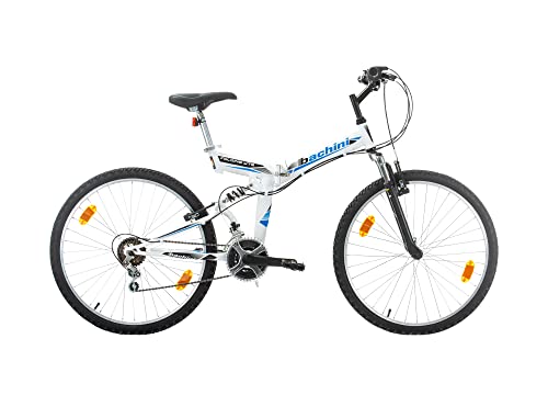 Multibrand Probike - Bicicleta plegable plegable de 26 pulgadas, suspensión completa, 18 marchas, para hombres, mujeres, niñas, niños a partir de 160 – 180 cm (blanco, azul mate)