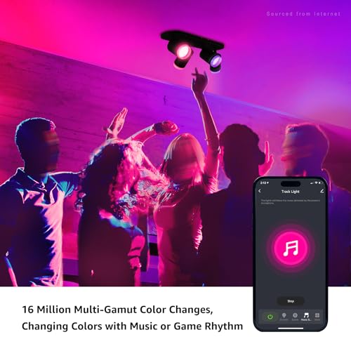 LEONLITE Smart LED Track Lighting, WiFi RGB Ceiling Lighting Kit, 4 Head Black Track Light with Remote, APP Control, Compatible with Google Home/Alexa/Siri, 16 Million Colors, 2400-5000K Dimmable, 30W by LEONLITE - Image 2