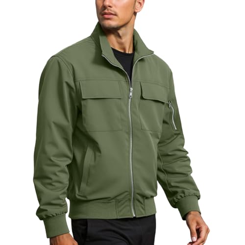 Cazadora Hombre -Abrigo s casuales e Elegant vuelo uso diario Cort holgado con detall cremallera Perfecta conjuntos otoño invierno Combina con jeans (Army Green XXL)