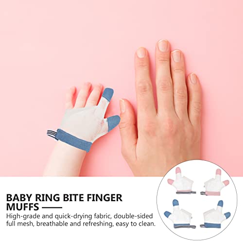 2 Pairs Ring Biting Gloves Kids Tools Teething Glove Toddler Tools Thumb Guard Thumb Protector Guard Gloves Stopper for Kids Childrens Mittens Sucker Appease Baby Net2