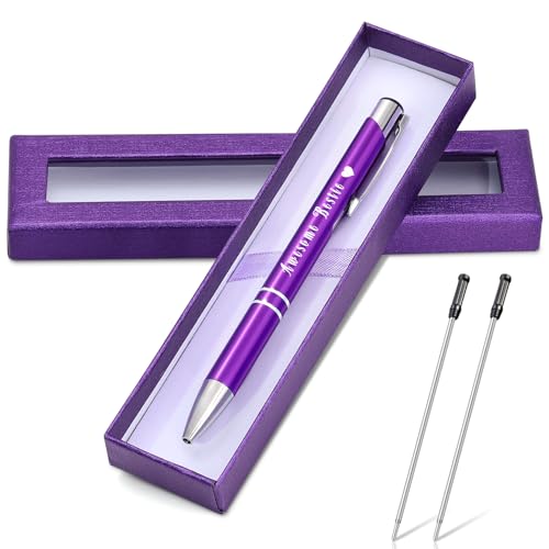 Wincredulous Bestie - Juego de bolígrafos en caja de regalo para mujer, cumpleaños, agradecimiento, tinta negra, retráctil, de metal, escritura suave