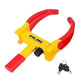 PR1ME Heavy Duty Wheel Lock Clamp with 2 Keys, Universal Anti Theft Trailer Wheel Lock for Cars SUV RV ATV Motorcycles &Golf Cart,High-Strength Carbon Steel with Soft PVC Coating,Fits 7' to 10.6' Tire