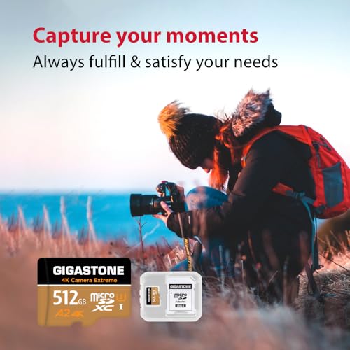 Image of [Gigastone] 512GB Micro SD Card, 4K Camera Extreme, MicroSDXC Memory Card for Nintendo-Switch, Security Camera, DJI, Drone, UHD Video, R /W up to 100 /60MB /s, UHS-I U3 A2 V30 C10