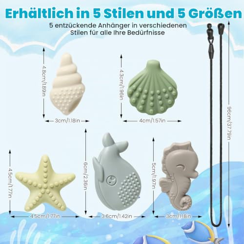 Kaukette für kinder 5er Set, Sensorische Kauketten, BPA-freies Silikon – Ansicht 2