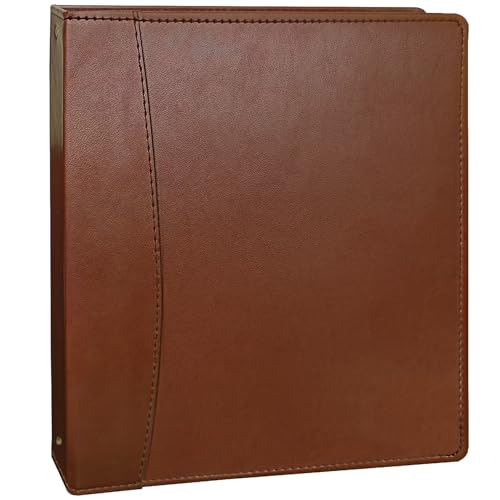 Zoview Vintage Brown PU Leather 3 Ring Binder 1.5 Inch