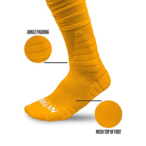 Nxtrnd Xtd Scrunch Football Socks, Extra Long Padded Sport Socks For Men & Boys (Yellow, S/M) #TOP2