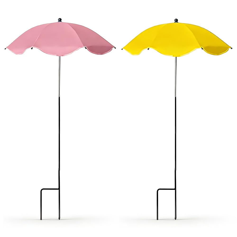 Pflanzenschirm, 2 Stück Sonnenschutz für Pflanzen Ø 60 cm, Verstellbare Pflanzenschirme für Draußen, Sonnenschirm Mini für Topfpflanzen Blumen Gemüse