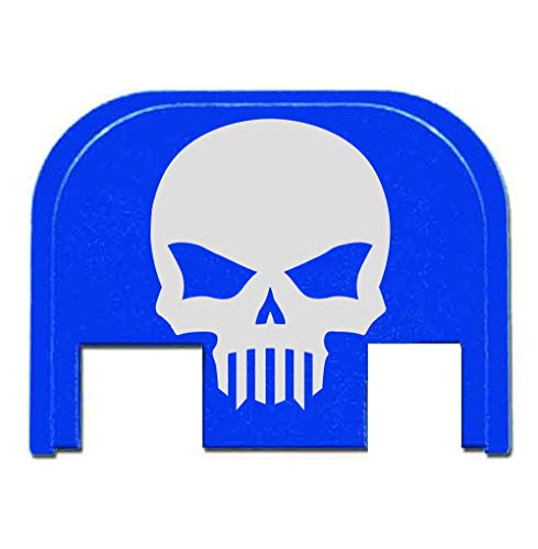 BASTION Rear Cover Slide Back Plate Blue Anodized for Glock Models 17-41 Generation 1 Thru 5 - Skull