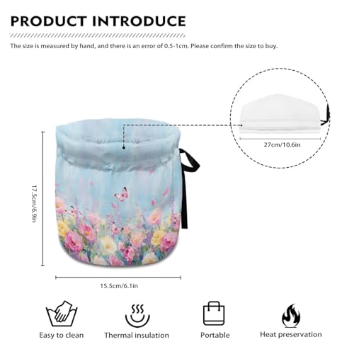 Image of Flower Butterfly Print Tea Cozy for Teapot, Dirt Resistant Kitchen Tea Pot Dust Cover, Keep Warm Home Decorative Tea Cosy with Insulation Pad for Restaurant Office Table