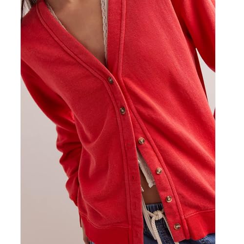 Women Y2k Long Sleeve Button Down Cardigan Tops V Neck Front Open Up Casual Sweatshirt Jacket Shirts2