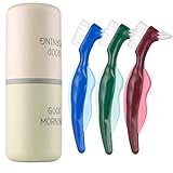 Stiffness, Hard Denture Brush Toothbrush with Premium Carrying Case for Denture Care,Denture Double Sided Brush Cleaning False Teeth(3 Pack)