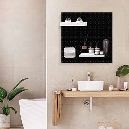 Hjw Pegboard Wall Mount Display Pegboard Wall Panel, 4 Pack Pegboard Organizer With 2 Installation Ways, Durable Plastic Wall Organizer Kit, Pegboard Accessories For Craft Room Workplace - Black #TOP4
