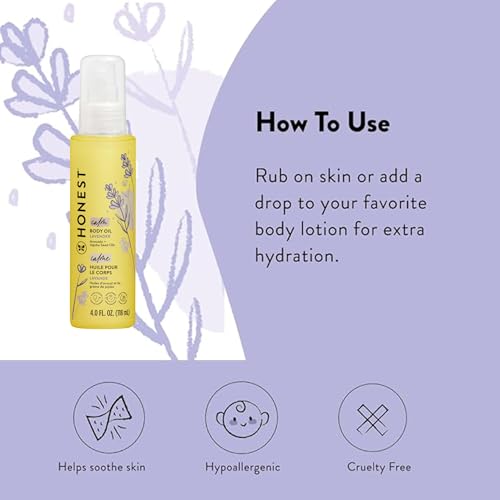 The Honest Company Lavender Infused Calming Body Oil, 4.0 fl oz, Plant-Based - image 3