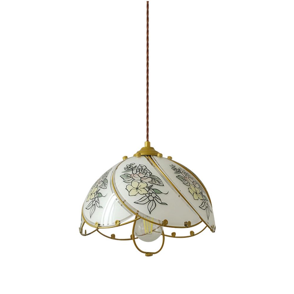 Luminaire de plafond suspendu en métal doré et verre ciselé style français