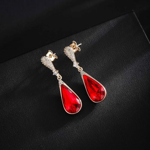 Austrian Crystal Teardrop Dangle Drop Earrings for Women 14K Gold Plated Hypoallergenic Jewelry Gift3