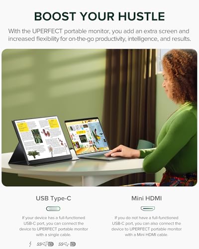 UPERFECT 2.5 K Portable Monitor, 16 Inches 2560 x 1600 QHD Portable Gaming Monitor HDR FreeSync Laptop Monitor w/ VESA & Smart Case Matte IPS Eye Care External Second Screen for PC Laptop Phone Game