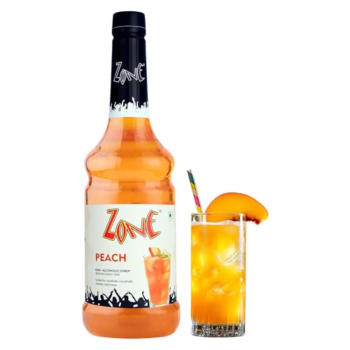 Image of Zone Peach Flavoured Syrup 1000ml - Juicy Peach Flavoured syrup for Mocktails, Iced Teas, Coolers, Smoothies & Summer Drinks |1 Litre - More Servings, Perfect For Cafe Restaurants & Professional Use