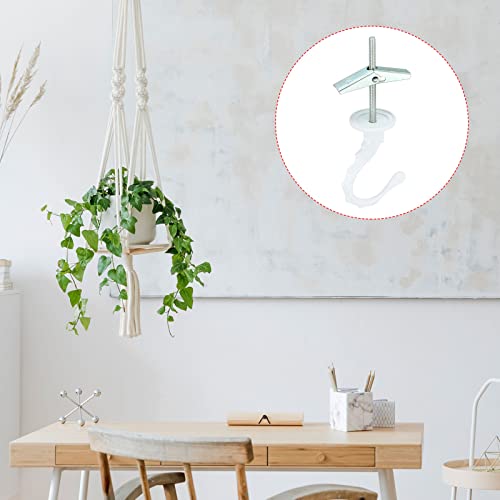 Image of PATIKIL 2.6 inch x 1.2 inch Ceiling Hook, 2 Pack Orchid Swag Hooks with Mounting Hardware for Indoor and Outdoor Plant Hanging, White
