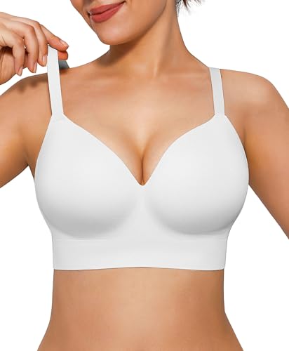 Image of Popilush Bras for Women No Underwire Seamless Wireless Support Bra Full Coverage Comfort T Shirt Bralette