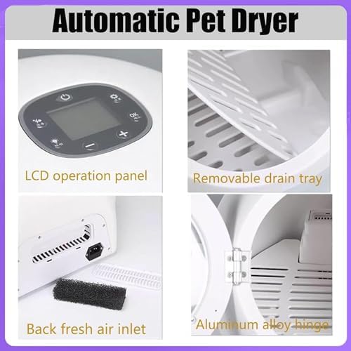 Ultra Quiet Automatic Pet Dryer for Cats & Small Dogs, Adjustable Temperature & Timer Control, Safe Hair Drying Box for Pets, Efficient & Easy Pet Grooming Solution